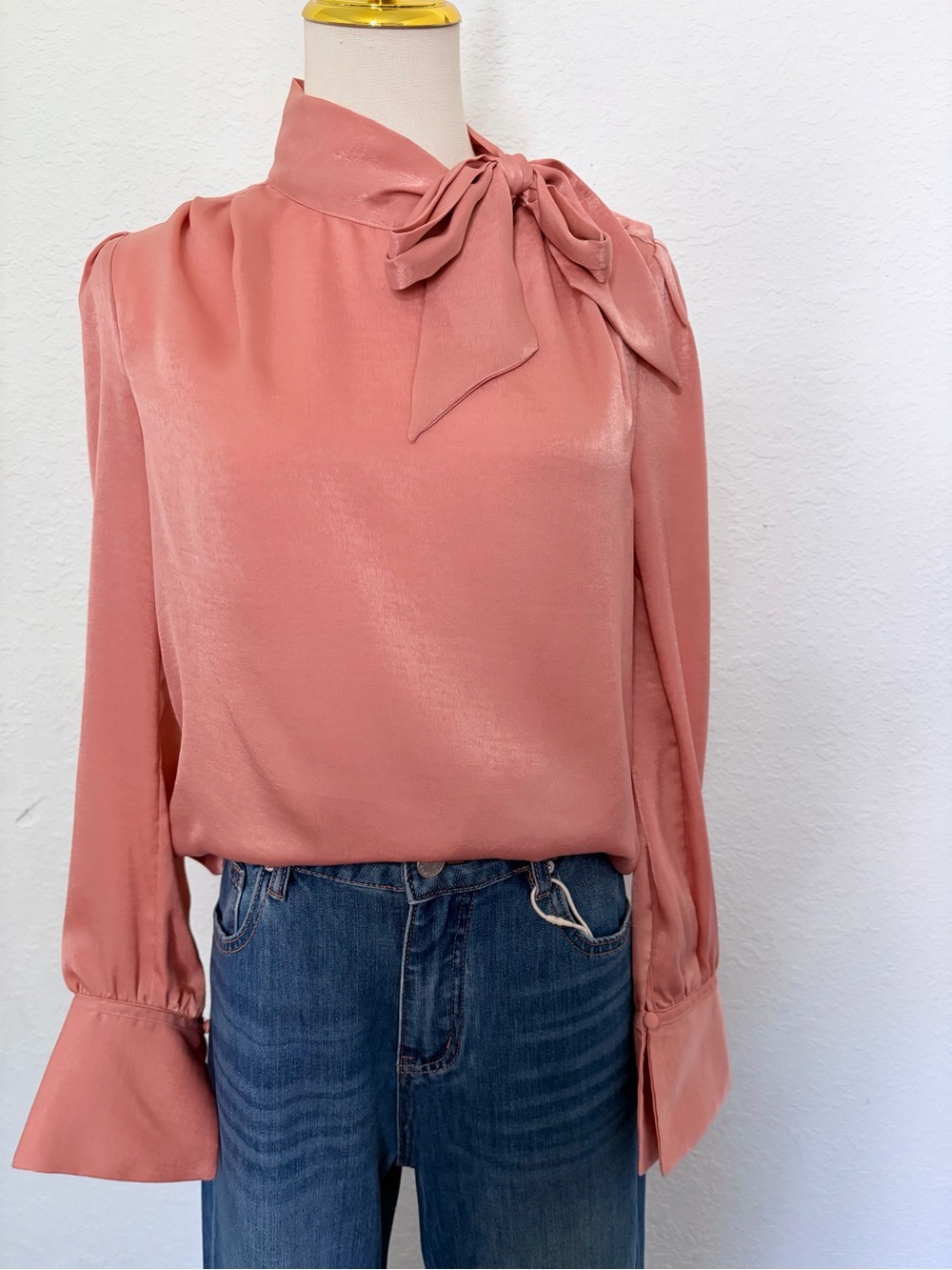 Worthington Dusty Rose Tie-Neck Blouse